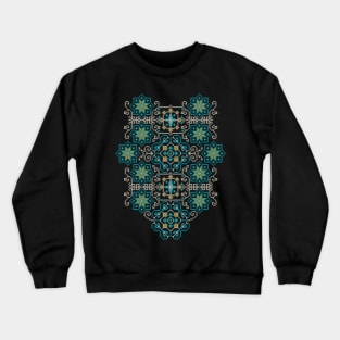 Palestinian Jordanian Traditional Tatreez Palestine Realistic Embroidery Pattern #13 blue Crewneck Sweatshirt